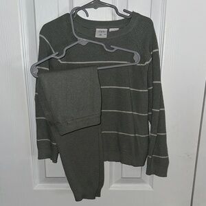 Zara Kids Matching Set in Dark Green and White